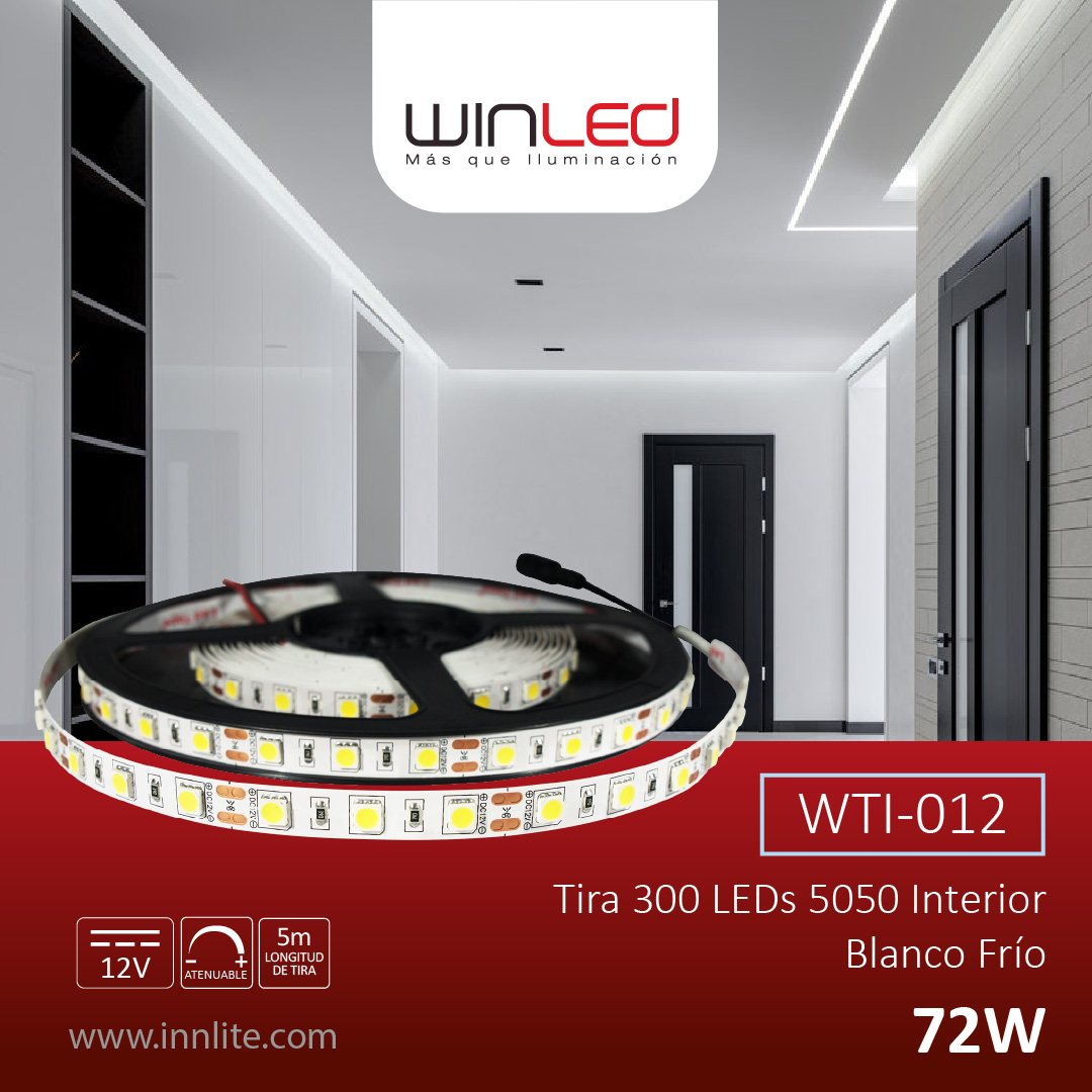 WTI-012 - TIRA 300 LEDS 5050 INTERIOR BLANCO FRÍO  Innlite MX -  Iluminación LED, Luminarias LED, Proyectos de Iluminación